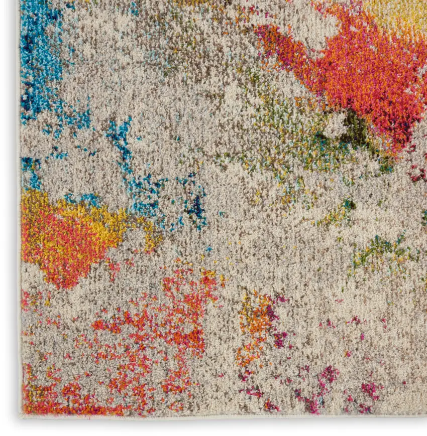 Ivory Abstract Power Loom Non Skid Area Rug Photo 9