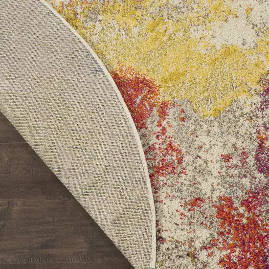 4' Ivory Abstract Round Rug Photo 9