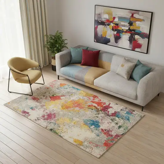 Ivory Abstract Power Loom Non Skid Area Rug Photo 1