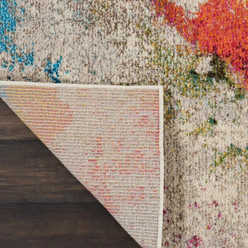 Ivory Abstract Power Loom Non Skid Area Rug Photo 9