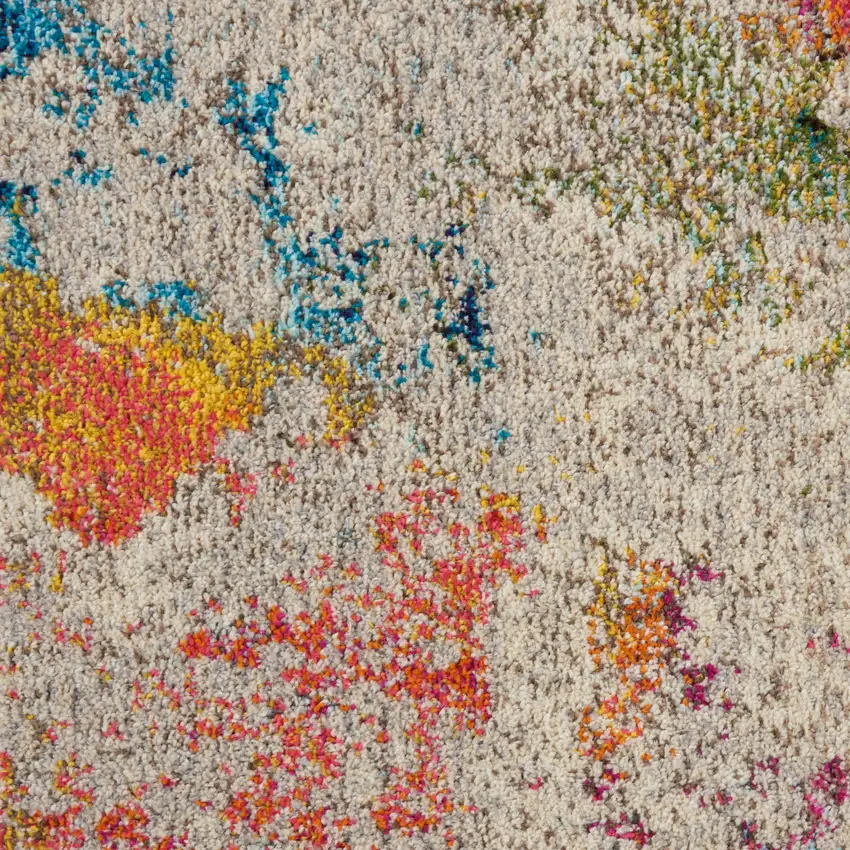 Ivory Abstract Power Loom Non Skid Area Rug Photo 3