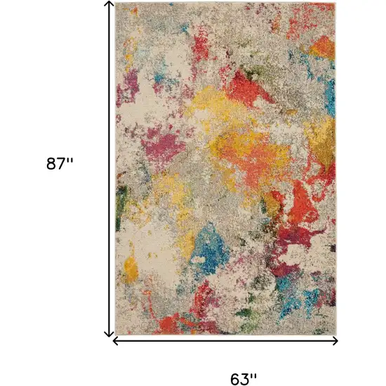 Ivory Abstract Power Loom Non Skid Area Rug Photo 5
