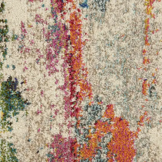 2' X 8' Ivory Abstract Power Loom Non Skid Runner Rug Photo 2