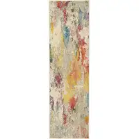 Photo of Ivory Abstract Power Loom Non Skid Runner Rug
