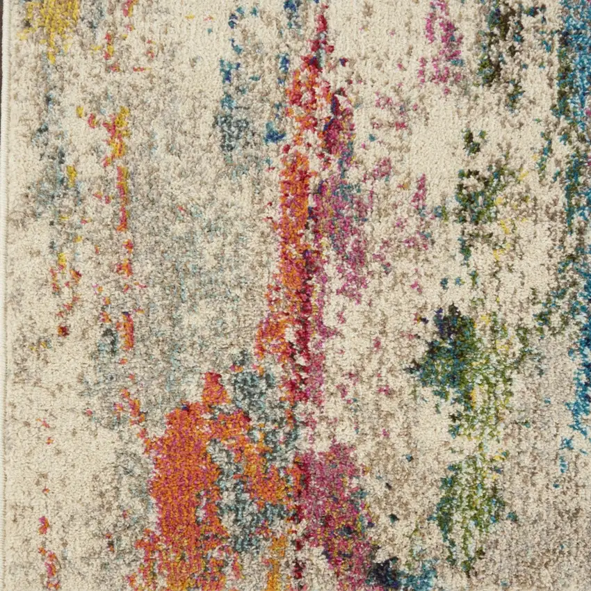Ivory Abstract Power Loom Runner Rug Photo 9