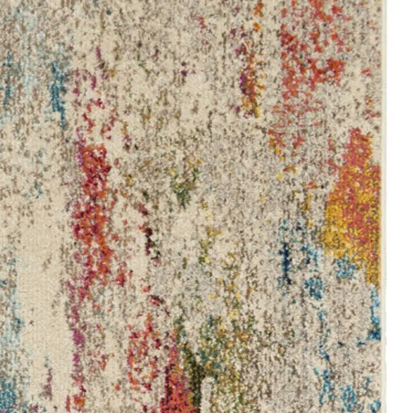 10' Ivory Abstract Runner Rug Photo 2