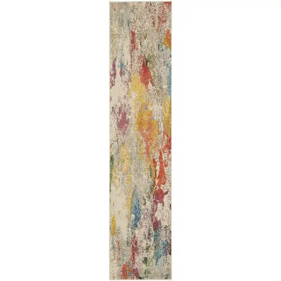 10' Ivory Abstract Runner Rug Photo 4