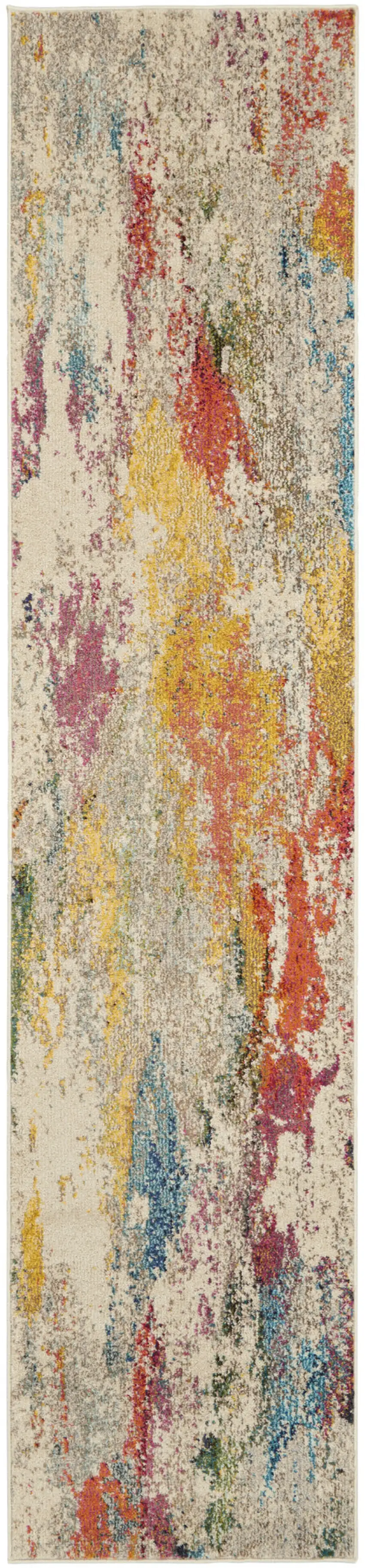 10' Ivory Abstract Runner Rug Photo 4