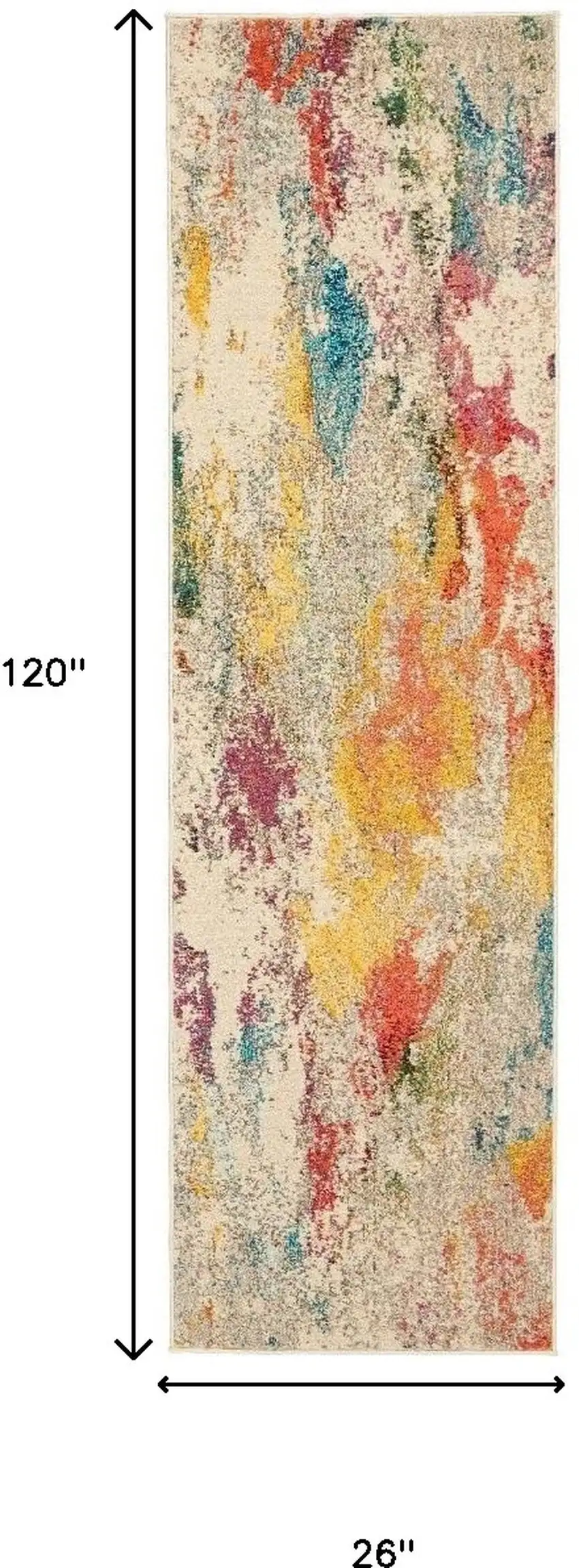 Ivory Abstract Power Loom Runner Rug Photo 3