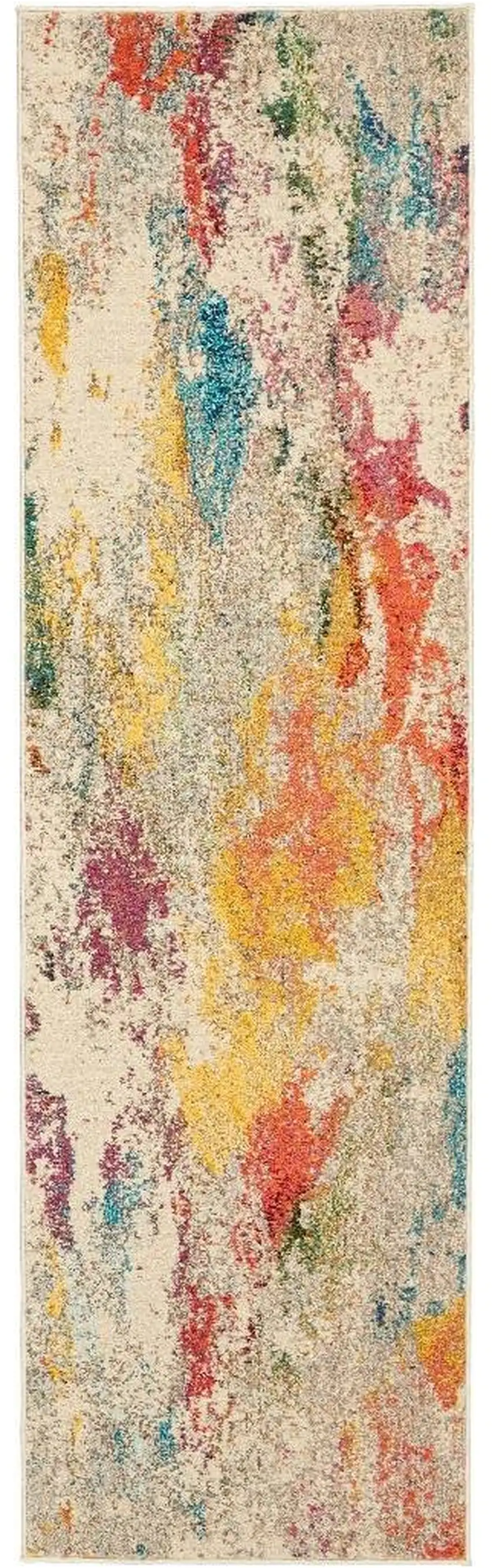 Ivory Abstract Power Loom Runner Rug Photo 2