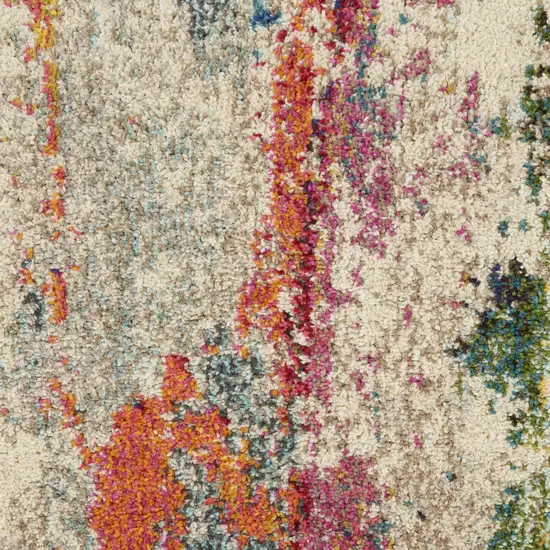 10' Ivory Abstract Runner Rug Photo 7