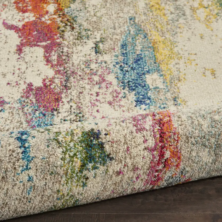 10' Ivory Abstract Runner Rug Photo 8