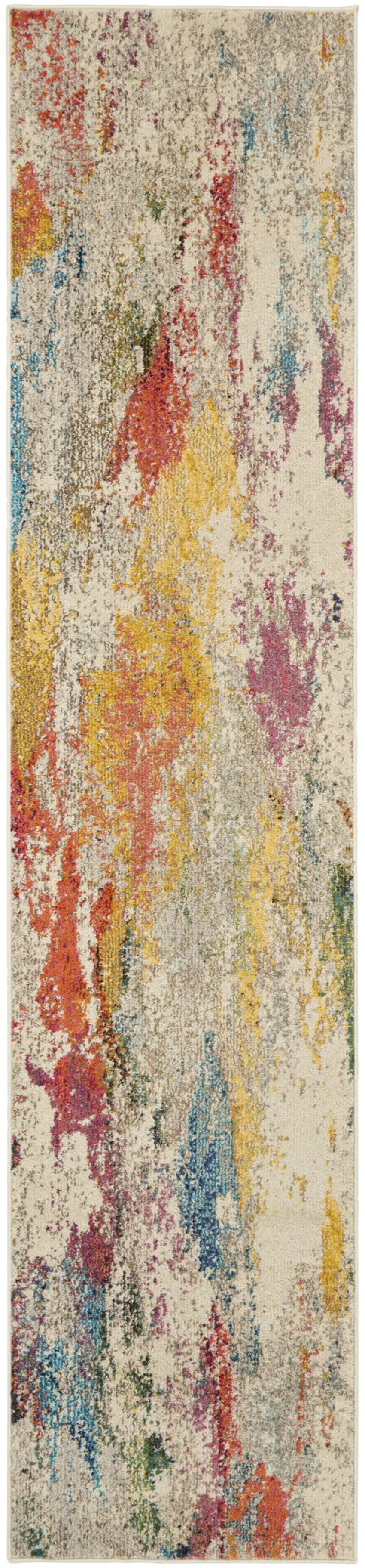 10' Ivory Abstract Runner Rug Photo 1