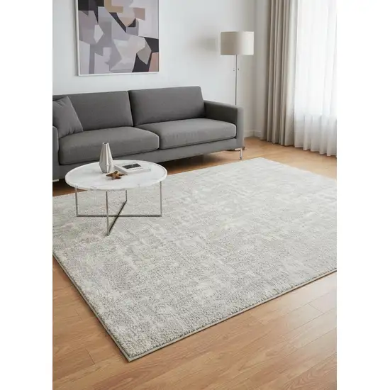 Ivory Abstract Shag Power Loom Area Rug Photo 1
