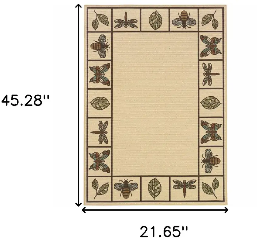 Brown and Ivory Abstract Stain Resistant Indoor Outdoor Area Rug Photo 7