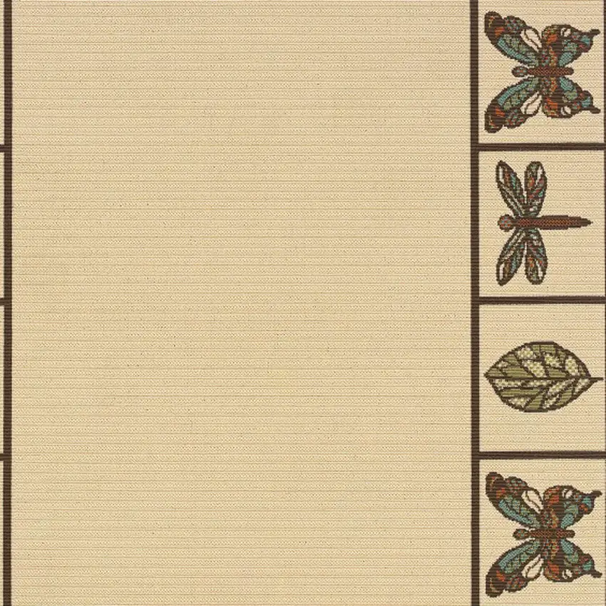 Brown and Ivory Abstract Stain Resistant Indoor Outdoor Area Rug Photo 3
