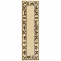 Photo of Ivory Abstract Stain Resistant Indoor Outdoor Area Rug