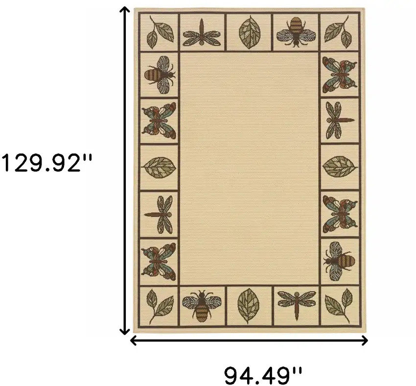 Ivory Abstract Stain Resistant Indoor Outdoor Area Rug Photo 5