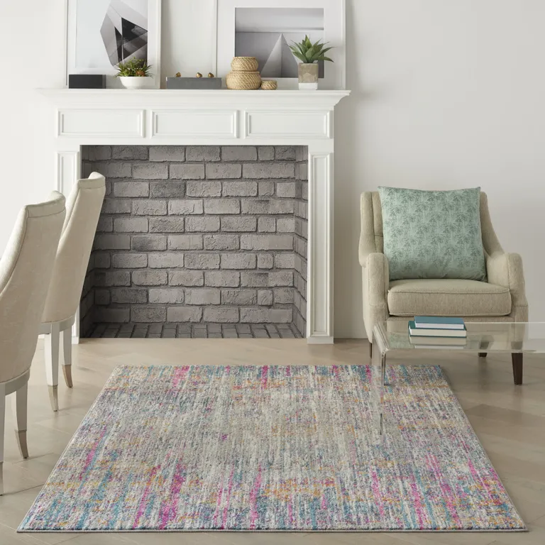Ivory Abstract Striations Area Rug Photo 3