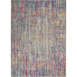 Photo of Ivory Abstract Striations Area Rug