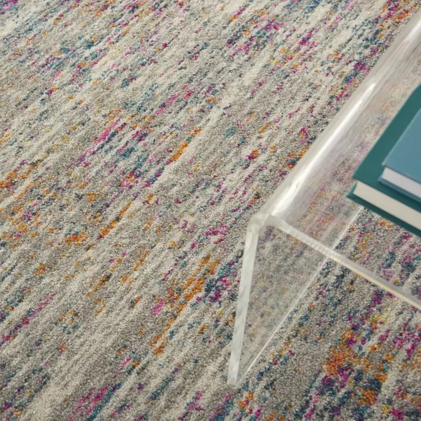 Ivory And Blue Abstract Area Rug Photo 8