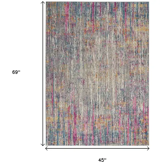 Ivory And Blue Abstract Area Rug Photo 9