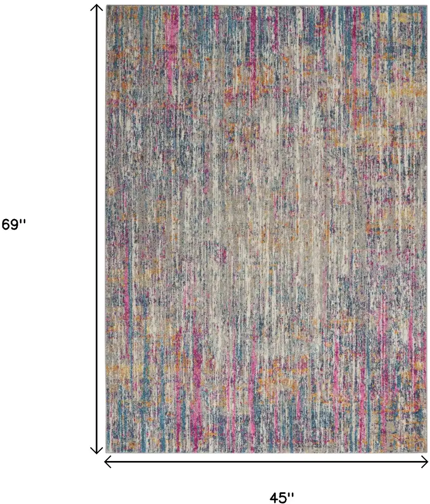 Ivory And Blue Abstract Area Rug Photo 9