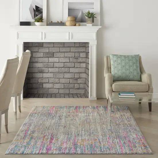 Ivory Abstract Striations Area Rug Photo 5