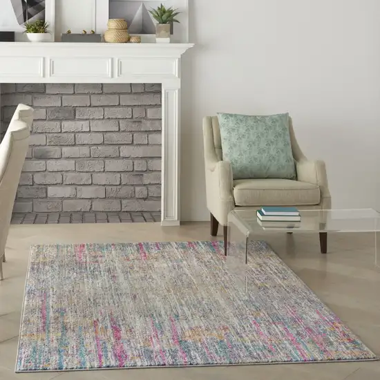 Ivory Abstract Striations Area Rug Photo 6