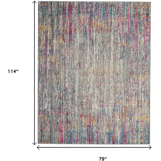 Ivory And Blue Abstract Area Rug Photo 6
