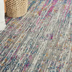Photo of Ivory Abstract Striations Area Rug