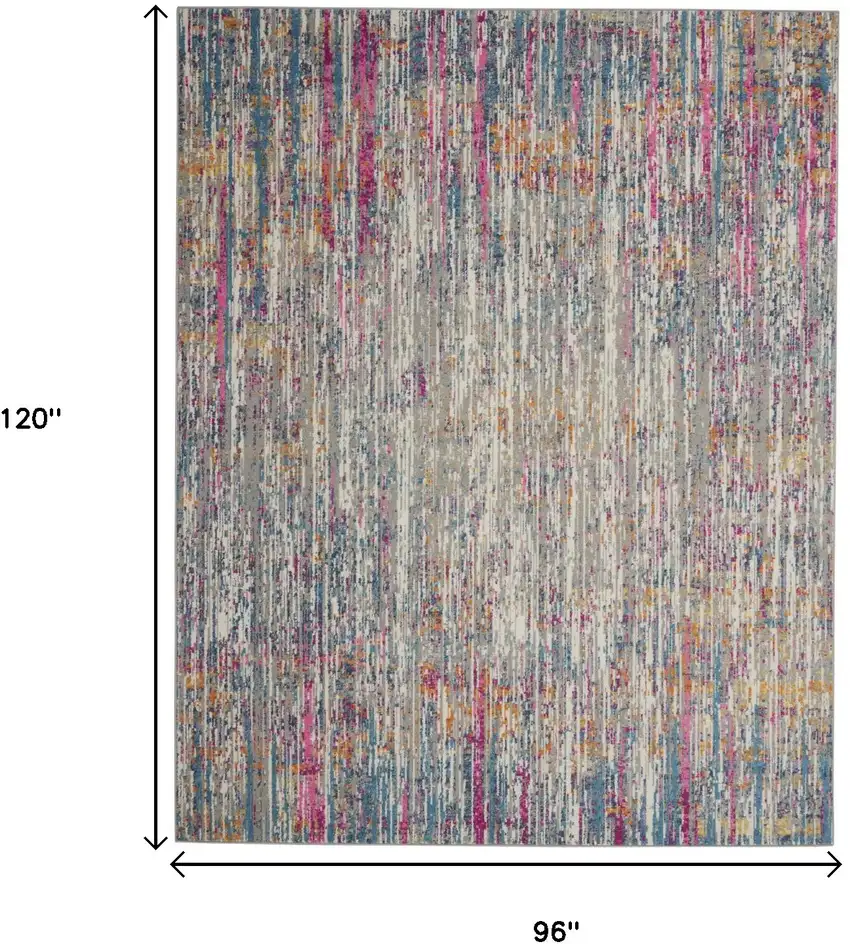 Ivory And Blue Abstract Area Rug Photo 7