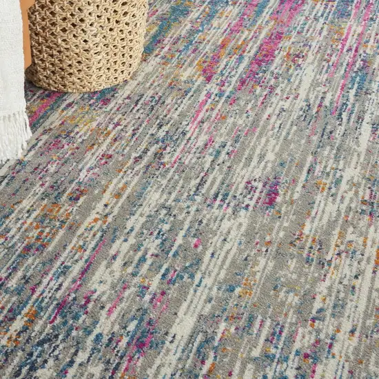 Ivory And Blue Abstract Area Rug Photo 9