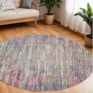 Photo of Ivory Abstract Striations Area Rug