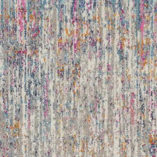 6' Ivory And Blue Abstract Runner Rug Photo 6