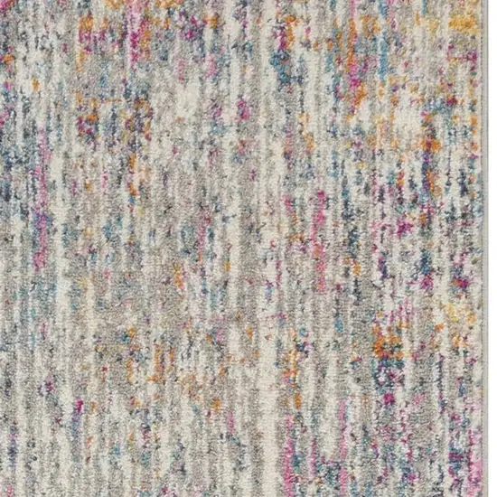 6' Ivory And Blue Abstract Runner Rug Photo 3