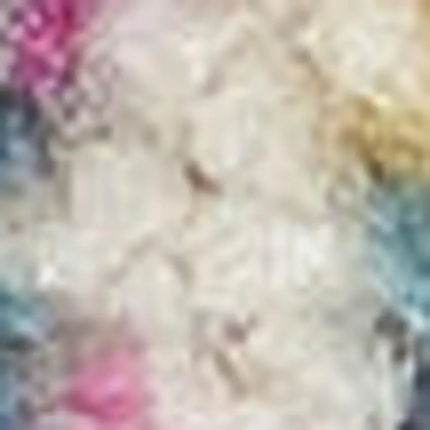 10' Ivory And Blue Abstract Runner Rug Photo 3