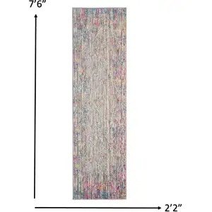 Photo of Ivory Abstract Striations Runner Rug