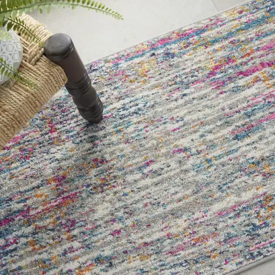 Ivory And Blue Abstract Area Rug Photo 9