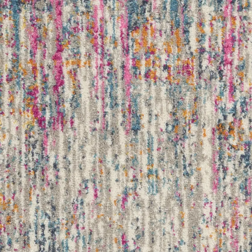 Ivory And Blue Abstract Area Rug Photo 6