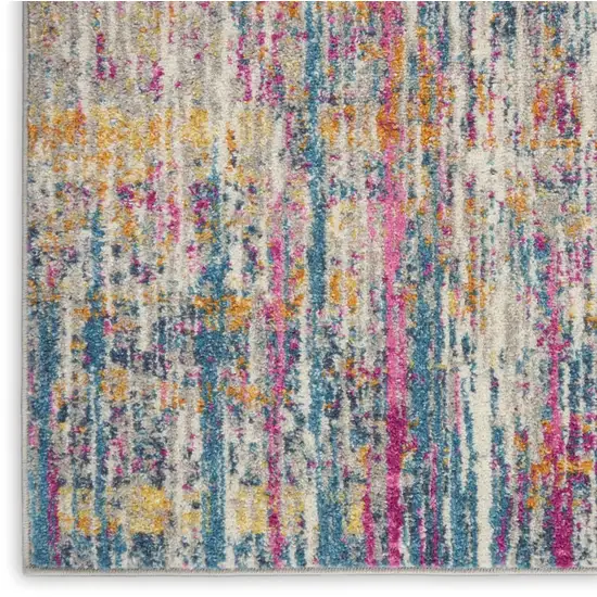 Ivory And Blue Abstract Area Rug Photo 8