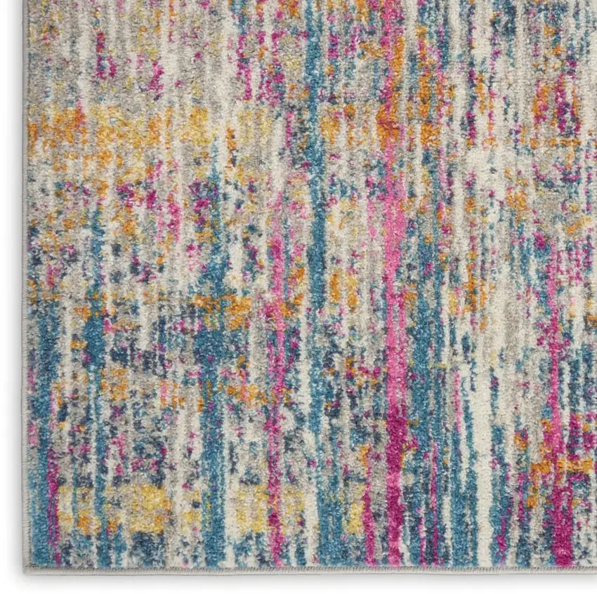 Ivory And Blue Abstract Area Rug Photo 8