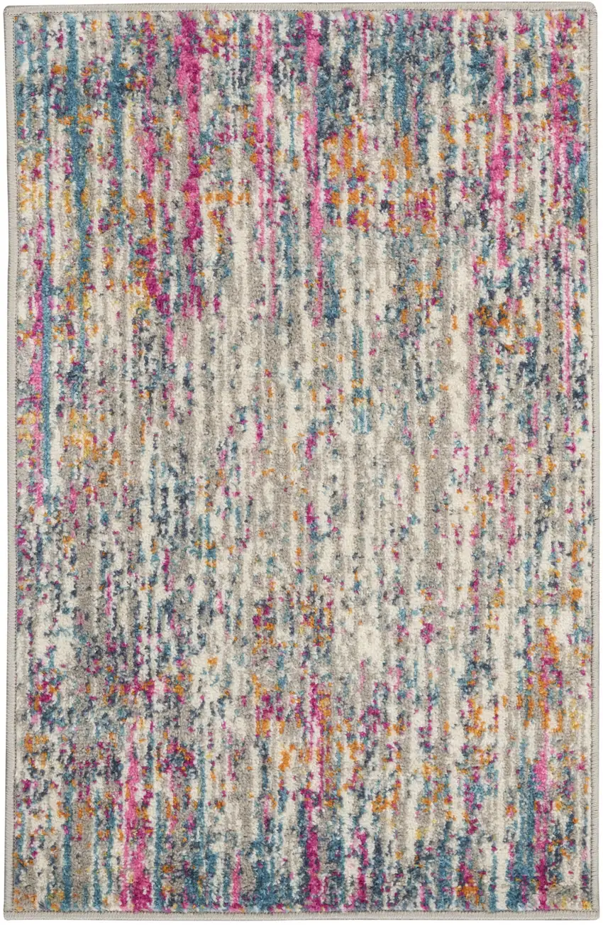 Ivory And Blue Abstract Area Rug Photo 1