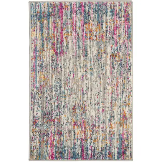 Ivory And Blue Abstract Area Rug Photo 1