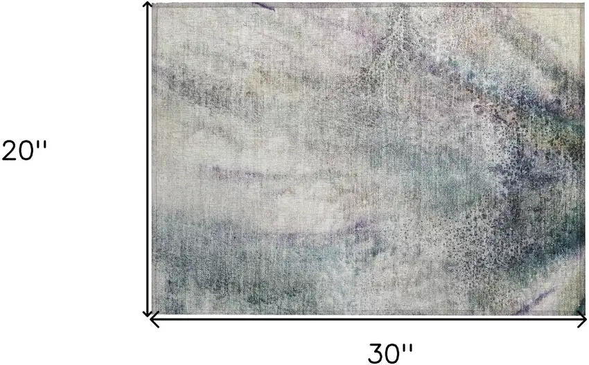 Ivory Abstract Washable Non Skid Indoor Outdoor Area Rug Photo 3