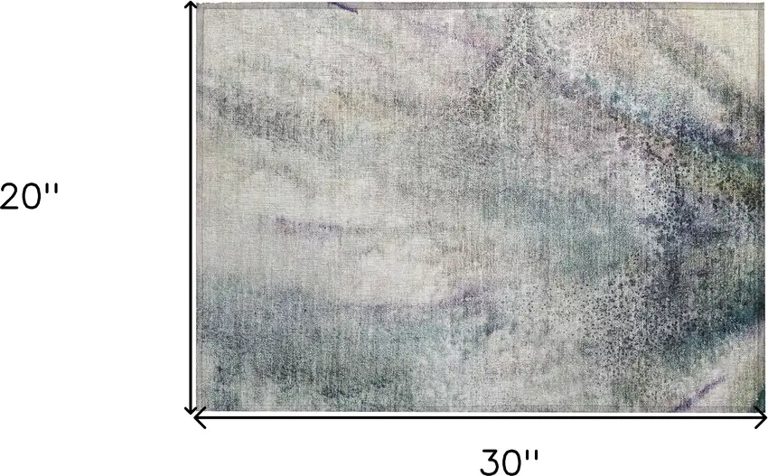 Ivory Abstract Washable Non Skid Indoor Outdoor Area Rug Photo 3