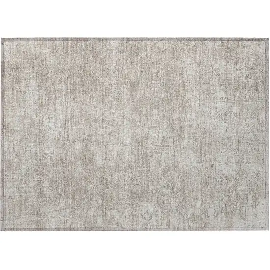 Ivory Abstract Washable Non Skid Indoor Outdoor Area Rug Photo 4