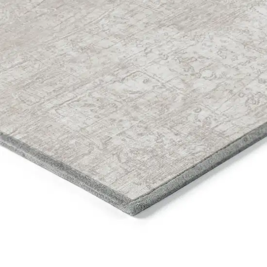 Ivory Abstract Washable Non Skid Indoor Outdoor Area Rug Photo 6