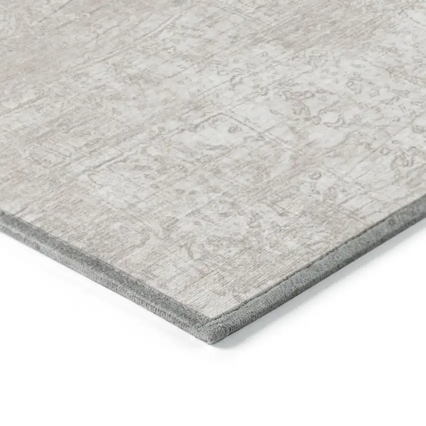 Ivory Abstract Washable Non Skid Indoor Outdoor Area Rug Photo 6