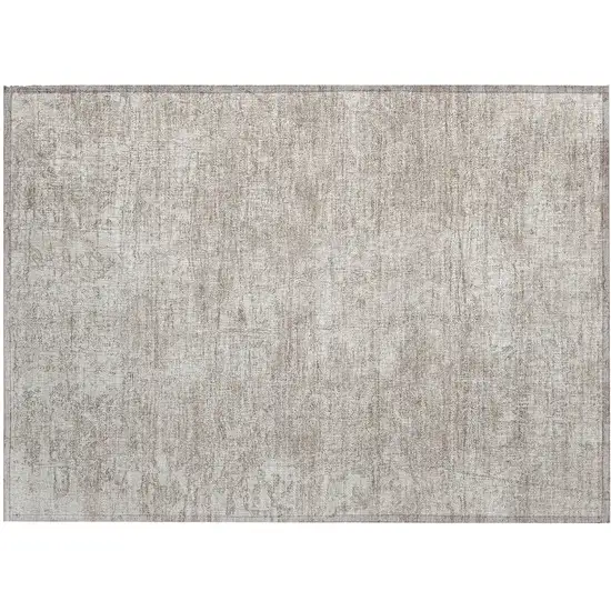 Ivory Abstract Washable Non Skid Indoor Outdoor Area Rug Photo 2